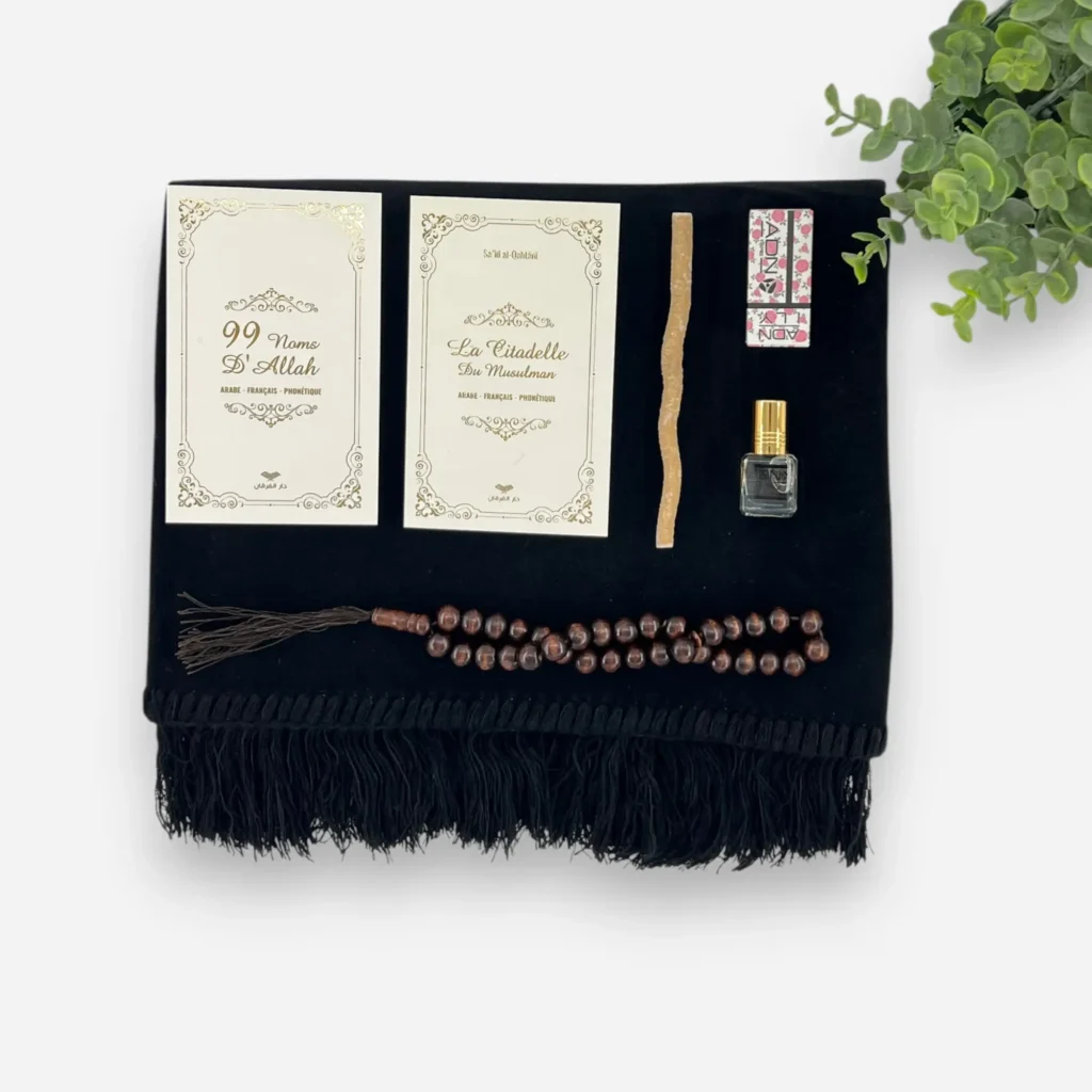 coffret cadeau tapis de prière noir femme
