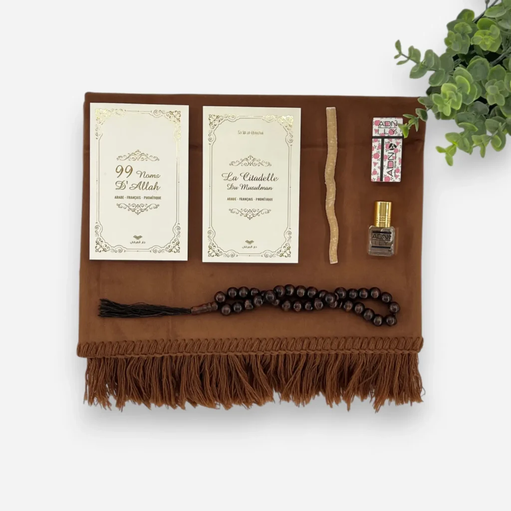 coffret cadeau tapis de prière marron femme